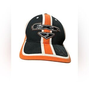 FXR‎ Racing Race Hat Black orange Striped Flexfit Headwear Size M